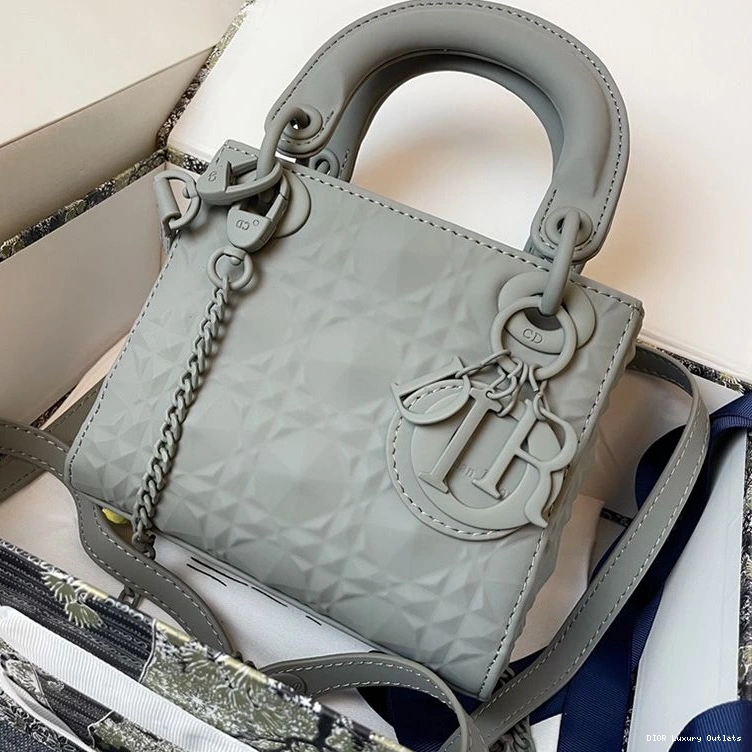 Bag Lady Cannage Frosted Mini Calfskin Ultramatte Grey Dior 0710 Luxury